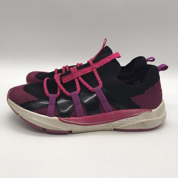Athletic Works Knit Cage Sneaker Girls 3M Slip On Pink & Black Running Shoes - Picture 3 of 9